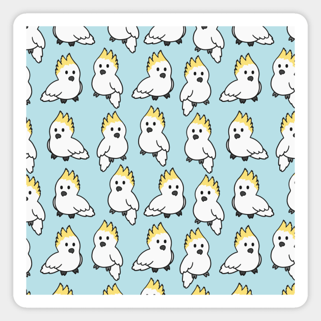 Cute White Cockatoo  Pattern Magnet by BiscuitSnack